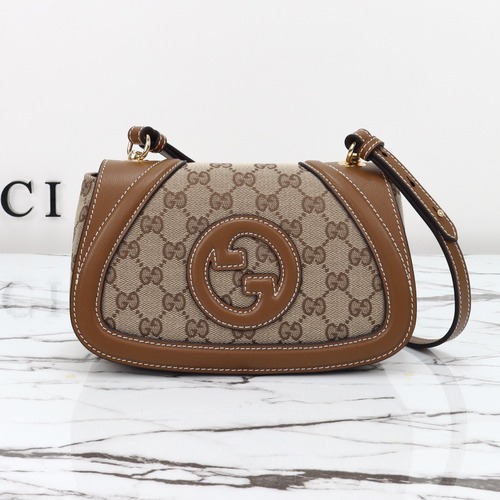 Gucci Blondie Leather Shoulder Bag 815700 구찌 블론디 레더 숄더백 브라운캠버스 21cm