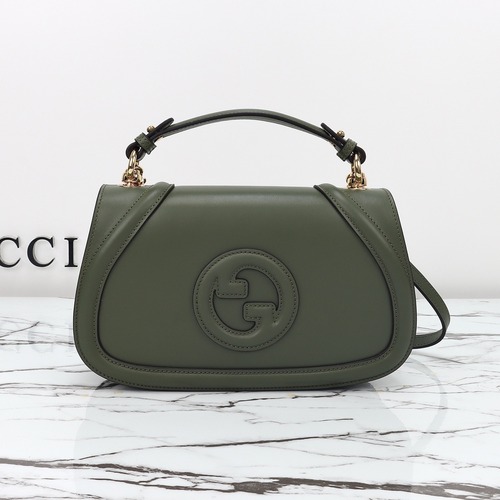 Gucci 구찌 블론디 인터로킹 G 캔버스 탑핸들 숄더백 블랙 레더 카키 815714 27cm