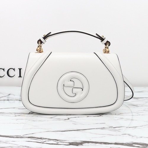 Gucci 구찌 블론디 인터로킹 G 캔버스 탑핸들 숄더백 블랙 레더 화이트 815714 27cm