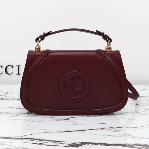 Gucci 구찌 블론디 인터로킹 G 캔버스 탑핸들 숄더백 블랙 레더 버건디 815714 27cm
