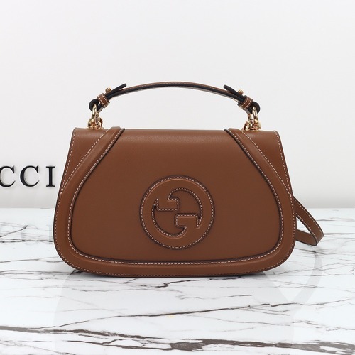 Gucci 구찌 블론디 인터로킹 G 캔버스 탑핸들 숄더백 블랙 레더 브라운 815714 27cm