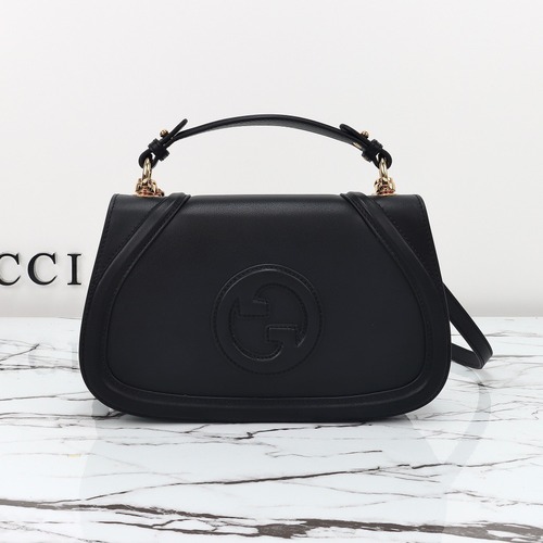 Gucci 구찌 블론디 인터로킹 G 캔버스 탑핸들 숄더백 블랙 레더 블랙 815714 27cm