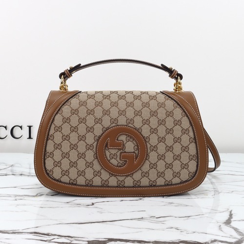 Gucci 구찌 블론디 815716 GG 수프림 캔버스 인터로킹 G 숄더백 브라운캠버스 레더 32cm