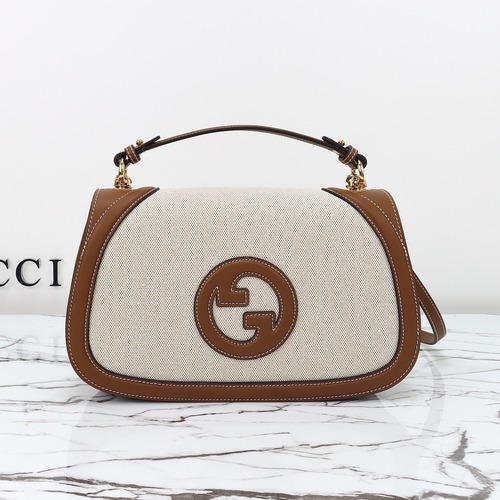 Gucci 구찌 블론디 815716 GG 수프림 캔버스 인터로킹 G 숄더백 브라운엣지 레더 32cm