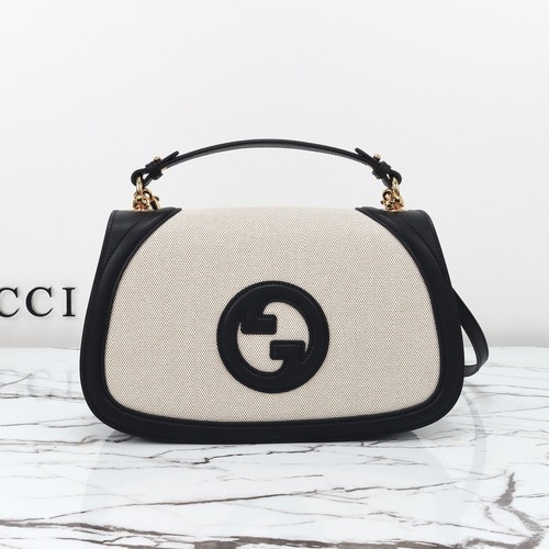 Gucci 구찌 블론디 815716 GG 수프림 캔버스 인터로킹 G 숄더백 블랙엣지 레더 32cm