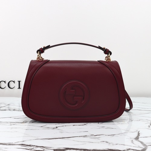 Gucci 구찌 블론디 815716 GG 수프림 캔버스 인터로킹 G 숄더백 버건디 레더 32cm