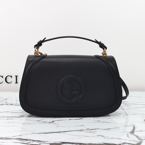 Gucci 구찌 블론디 815716 GG 수프림 캔버스 인터로킹 G 숄더백 블랙 레더 32cm