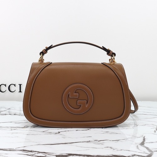 Gucci 구찌 블론디 815716 GG 수프림 캔버스 인터로킹 G 숄더백 브라운 레더 32cm