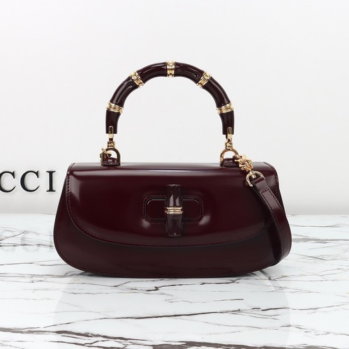 Gucci 구찌 뱀부 1947 탑핸들백 스무스 레더 화이트 블루 뱀부 핸들 골드 하드웨어 26cm