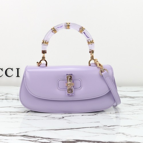 Gucci 구찌 뱀부 1947 탑핸들백 스무스 레더 화이트 블루 뱀부 핸들 골드 하드웨어 26cm