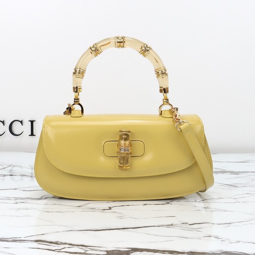 Gucci 구찌 뱀부 1947 탑핸들백 스무스 레더 화이트 블루 뱀부 핸들 골드 하드웨어 26cm