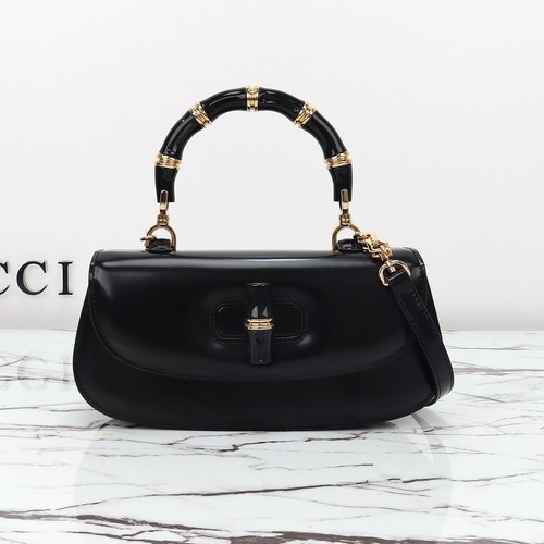 Gucci 구찌 뱀부 1947 탑핸들백 스무스 레더 화이트 블루 뱀부 핸들 골드 하드웨어 26cm