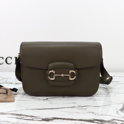 Gucci 구찌 홀스빗 레더 크로스백 포레스트 그린 골드 하드웨어 26cm