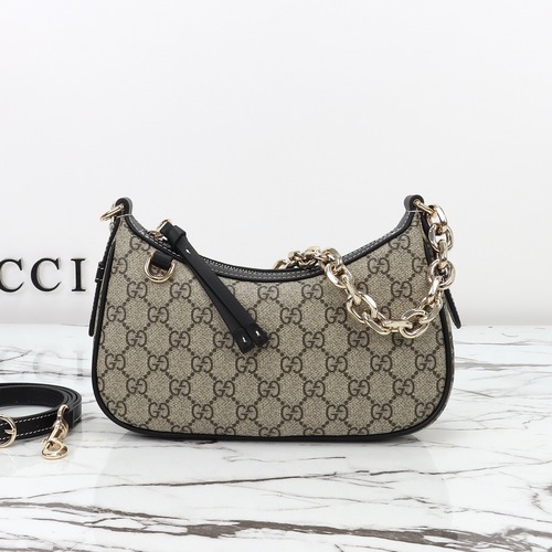 Gucci 구찌 GG 수프림 캔버스 호보 숄더백 브라운 트리밍 베이지 847447 24cm