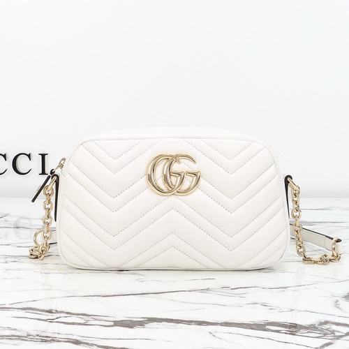 Gucci 구찌 GG 마몬트 카메라백 스몰 레더 화이트 골드 하드웨어 855273 24cm