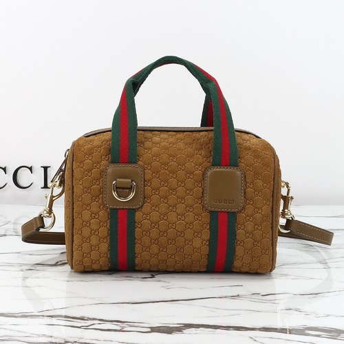 Gucci 구찌 GG 미니 보스턴백 GG 수프림 캔버스 올리브 그린 골드 하드웨어 20cm