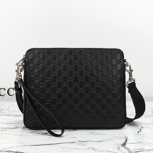 Gucci 구찌 인터로킹 GG 엠보싱 레더 크로스백 블랙 31cm