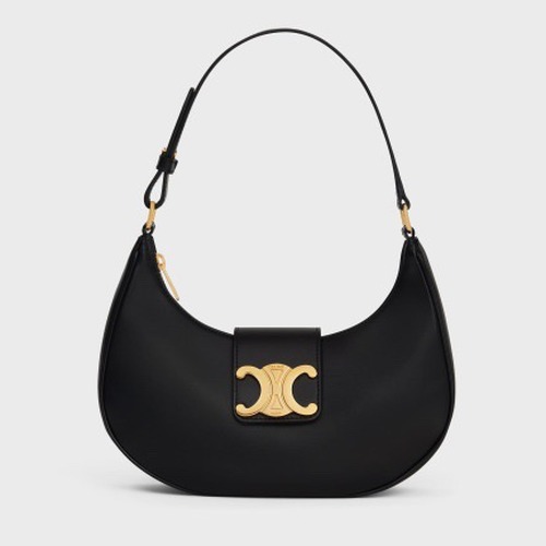 Celine 셀린느 AVA 트리오페 호보백 스무스 카프스킨 블랙 골드