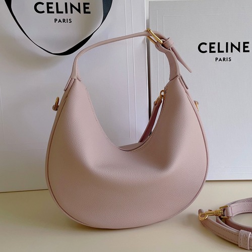 Celine 셀린느 루루 스몰 하프문 호보백 그레인드 카프스킨 파우더 핑크 골드 하드웨어