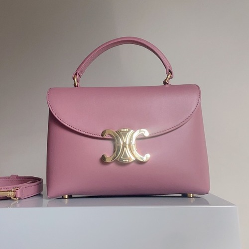 Celine 셀린느 Nino 트리오므프 탑핸들백 스무스 카프스킨 로즈 핑크 골드 하드웨어