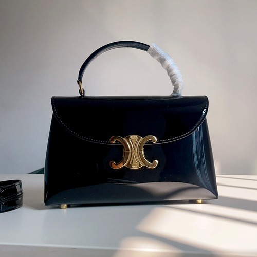 Celine 셀린느 TEEN NINO 탑핸들백 페이턴트 레더 블랙 골드