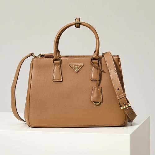 Prada 프라다 1BA274 사피아노 레더 토트백 카멜 브라운 골드 하드웨어 32cm