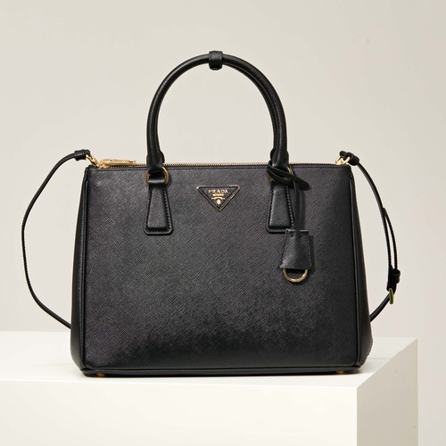 Prada 프라다 갤러리아 미니 탑핸들백 사피아노 레더 캐러멜 브라운 골드 24.5cm