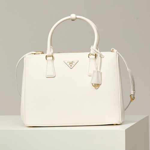 Prada 프라다 갤러리아 미니 탑핸들백 사피아노 레더 캐러멜 브라운 골드 24.5cm