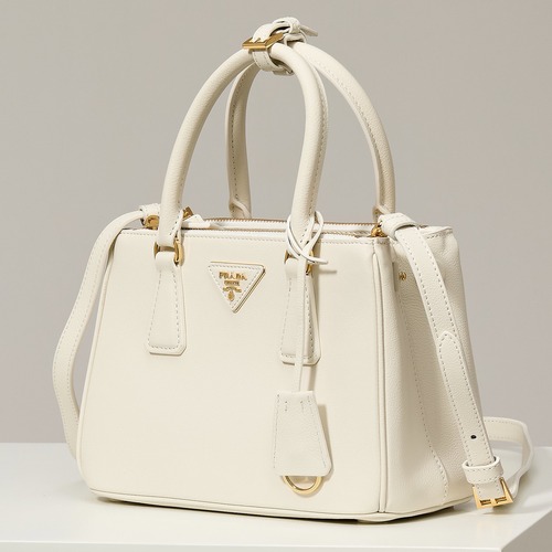 Prada 프라다 갤러리아 스몰 토트백 그레인드 카프스킨 아이보 골드 하드웨어 1BA896 20cm