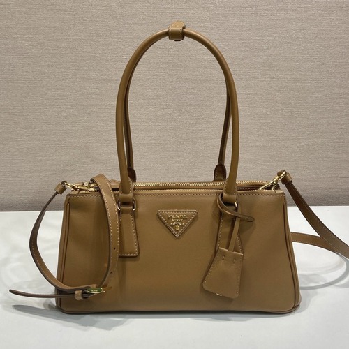 Prada 프라다 1BA457 더블 핸들 토트백 레더 브라운 골드 28cm