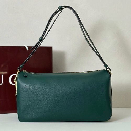 GUCCI 구찌 Half Horsebit 대형 숄더백 다크민트 38cm