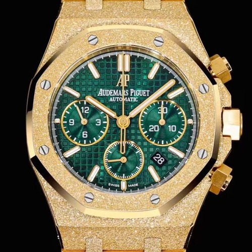 Audemars Piguet Royal Oak Chronograph 41mm Purple Dial 오데마 피게 로얄 오크 크로노그래프 41mm 골드베젤 그린 다이얼