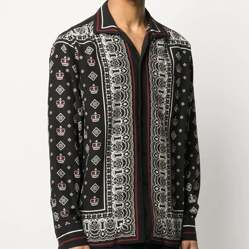 Dolce&Gabbana 돌체앤가바나 궁정풍 왕관 대칭 인쇄 셔츠