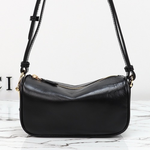 GUCCI 구찌 Half Horsebit 숄더백 에나멜블랙 19.5CM