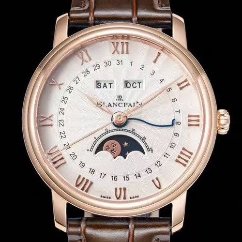 Blancpain Villeret Quantième Complet Phases de Lune 6654 블랑팡 빌레레 컴플리트 캘린더 문페이즈 6654 골드 화이트 다이얼