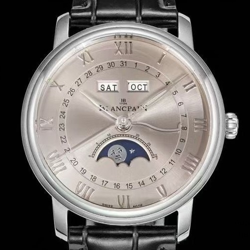 Blancpain Villeret Quantième Complet Phases de Lune 6654 블랑팡 빌레레 컴플리트 캘린더 문페이즈 6654 실버 그레이 다이얼