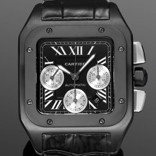 Cartier Santos de Cartier Chronograph 42mm 까르띠에 산토스 드 까르띠에 크로노그래프 42mm 오토매틱 블랙베젤 블랙실버다이얼