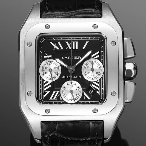 Cartier Santos de Cartier Chronograph 42mm 까르띠에 산토스 드 까르띠에 크로노그래프 42mm 오토매틱 실버베젤 블랙실버다이얼