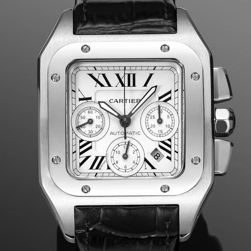 Cartier Santos de Cartier Chronograph 42mm 까르띠에 산토스 드 까르띠에 크로노그래프 42mm 오토매틱 실버베젤 화이트다이얼