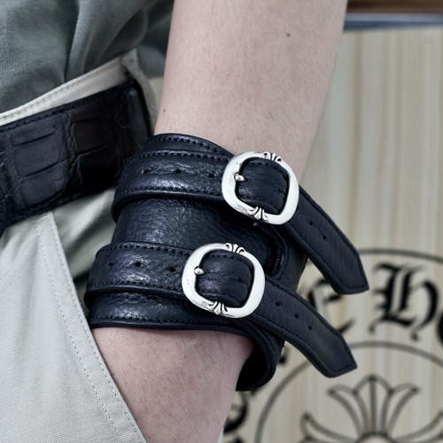 Chrome Hearts Double Roller Buckle Leather Bracelet 크롬하츠 더블 롤러 버클 레더 브레이슬릿