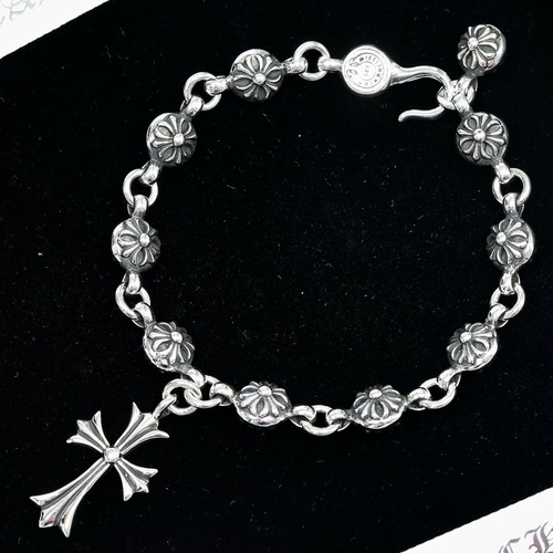 Chrome Hearts Cross & Floral Bead Bracelet 크롬하츠 십자가 플로럴 비즈 팔찌