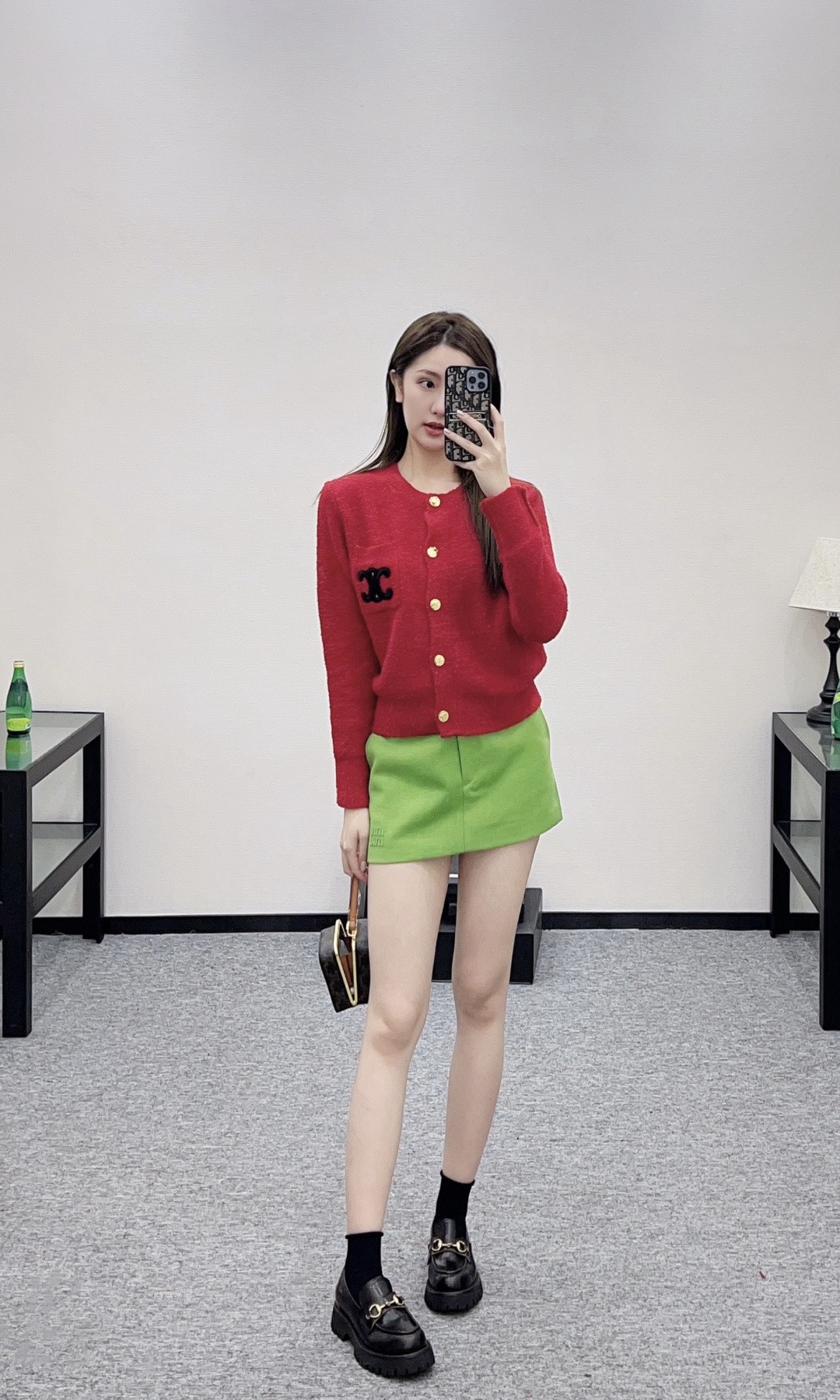 Celine 셀린느 레드 골드버튼 로고 니트 가디건 1