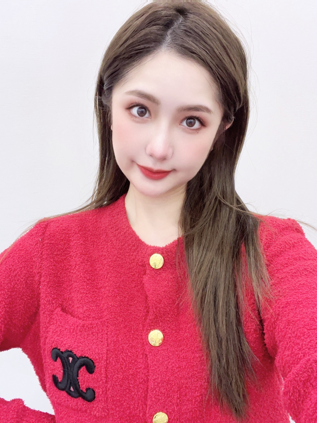 Celine 셀린느 레드 골드버튼 로고 니트 가디건 3