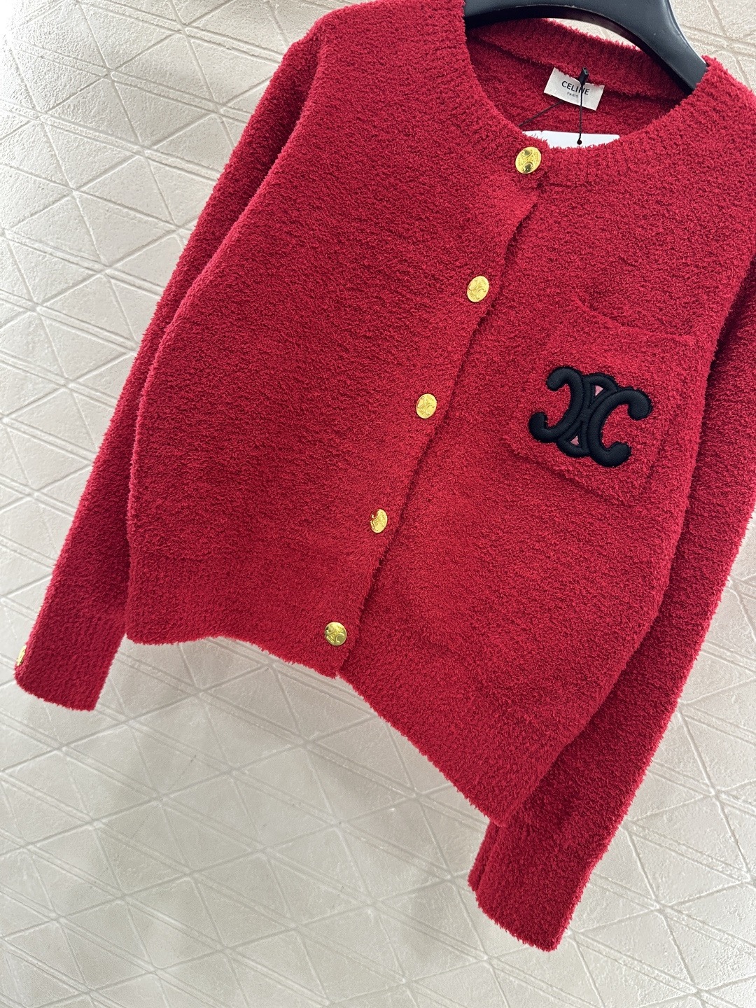 Celine 셀린느 레드 골드버튼 로고 니트 가디건 12