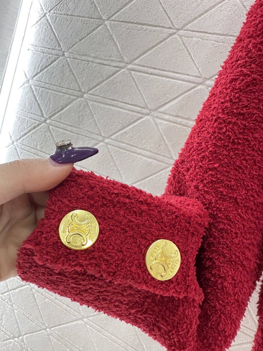 Celine 셀린느 레드 골드버튼 로고 니트 가디건 13