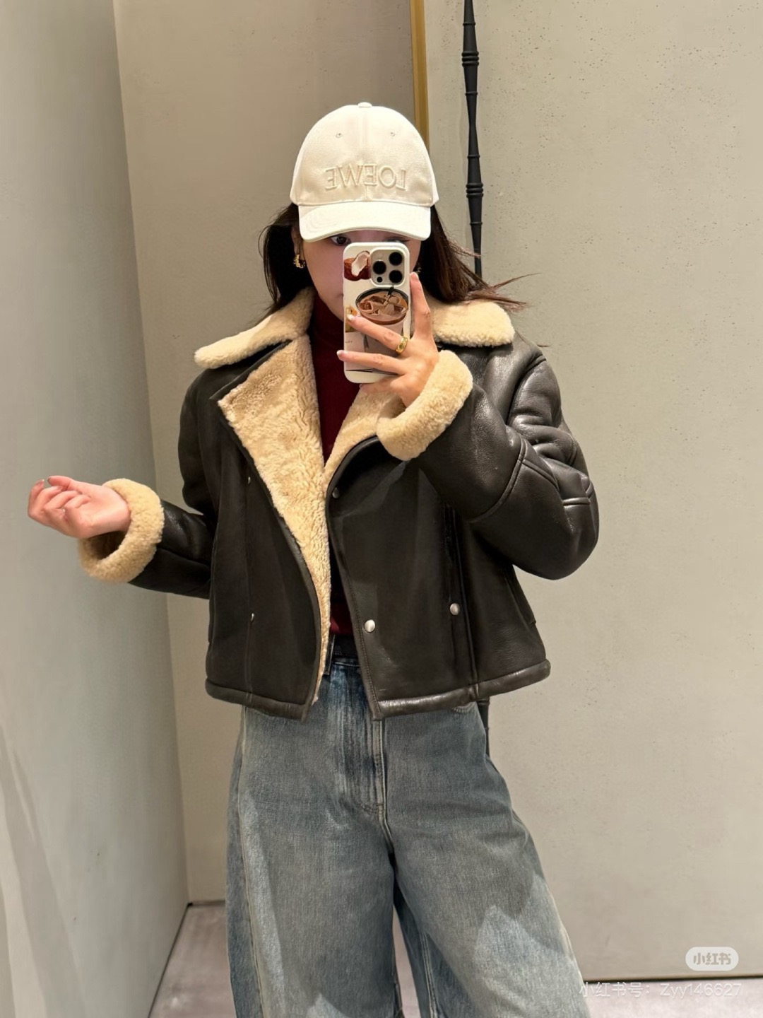 Loewe 로에베 에코 무톤 양털 라이더 자켓 16