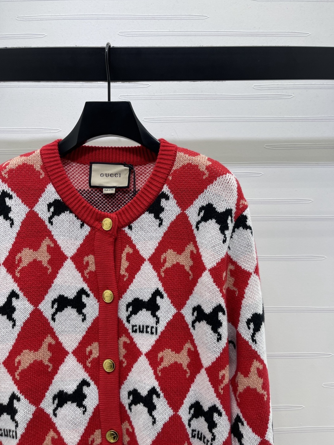 Gucci 구찌 마상 아가일 라운드넥 니트 가디건 12