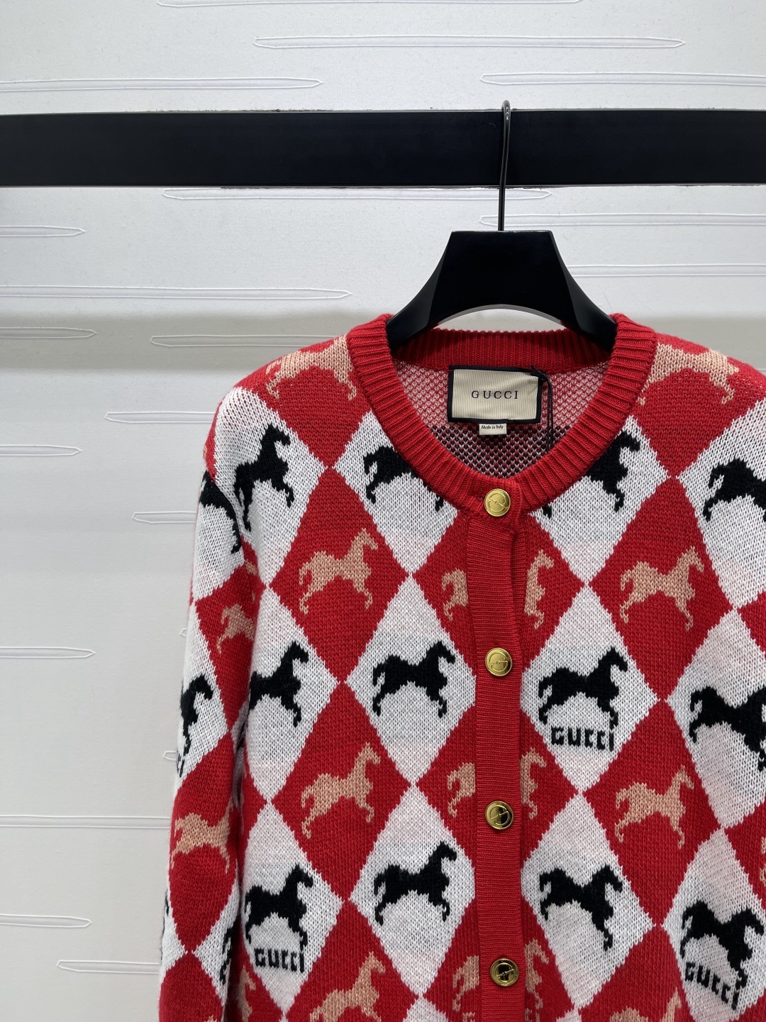 Gucci 구찌 마상 아가일 라운드넥 니트 가디건 13