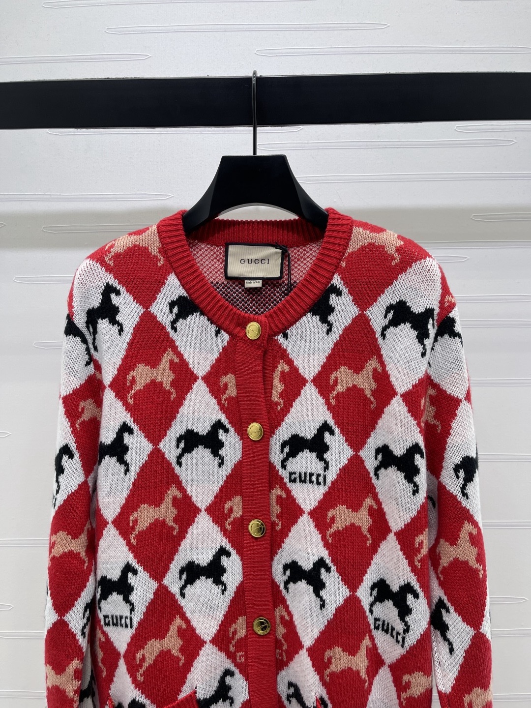 Gucci 구찌 마상 아가일 라운드넥 니트 가디건 14