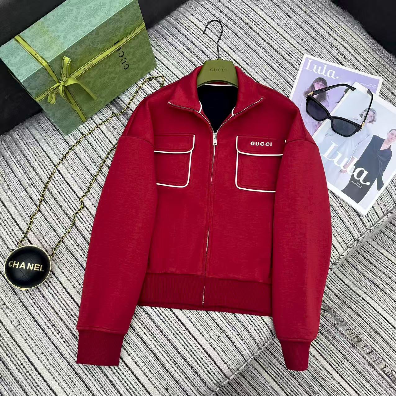 Gucci 구찌 배색 파이핑 포켓 집업 자켓 스커트 세트 11